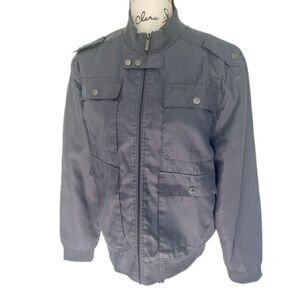Y2K 90’s Structure Military Jacket Men's Full‎ Zip Charcoal Gray Sz L Normacore
